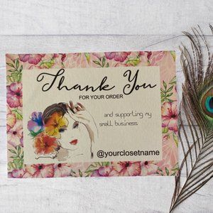 Tropical Design 100 custom Thank You Cards with your closet name